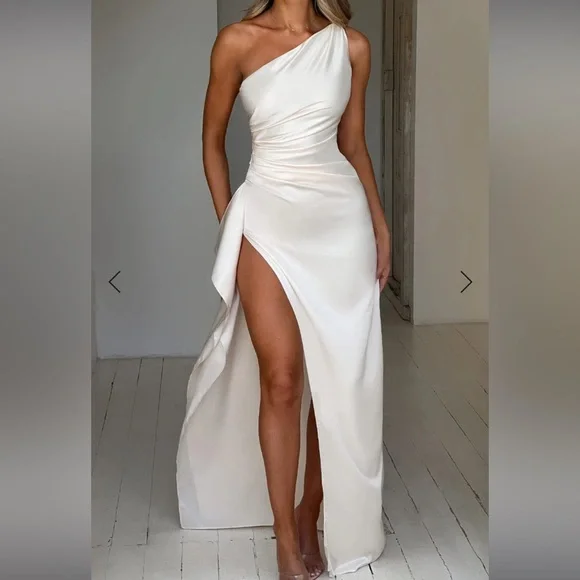 slim fit dress slacks White Maxi Dress - Charlotte Maxi Dress - Ivory